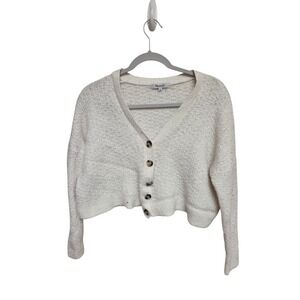 Madewell Womens Cream Knit Button Front Cropped Cardigan‎ Sweater Medium